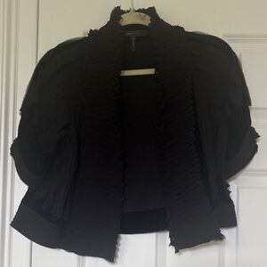 BCBGMaxAzria Black Velvet & Rayon Textured Crop Jacket